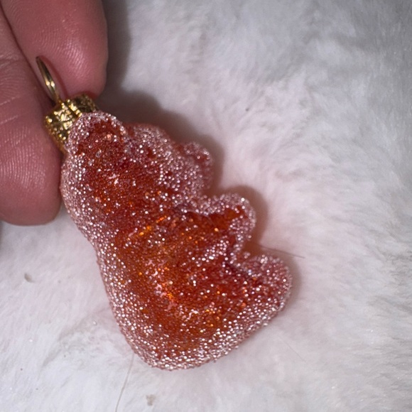 Festive glass sour gummy bear orange ornament - Picture 7 of 10